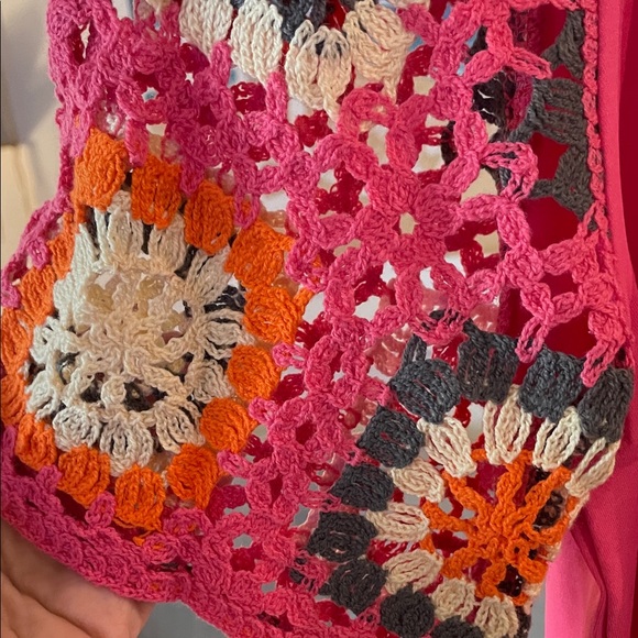 Pink Crochet Sleeve Women's Top - Picture 3 of 5